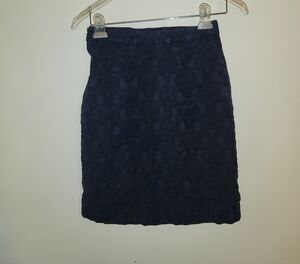 Moulinette Soeurs Textured Dark Blue Pencil Skirt